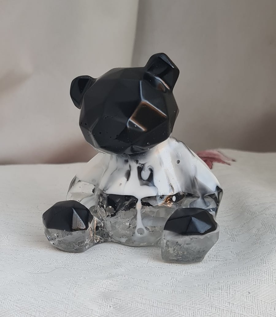 Gorgeous Black and White Monochrome Bear - Keepsake Gift
