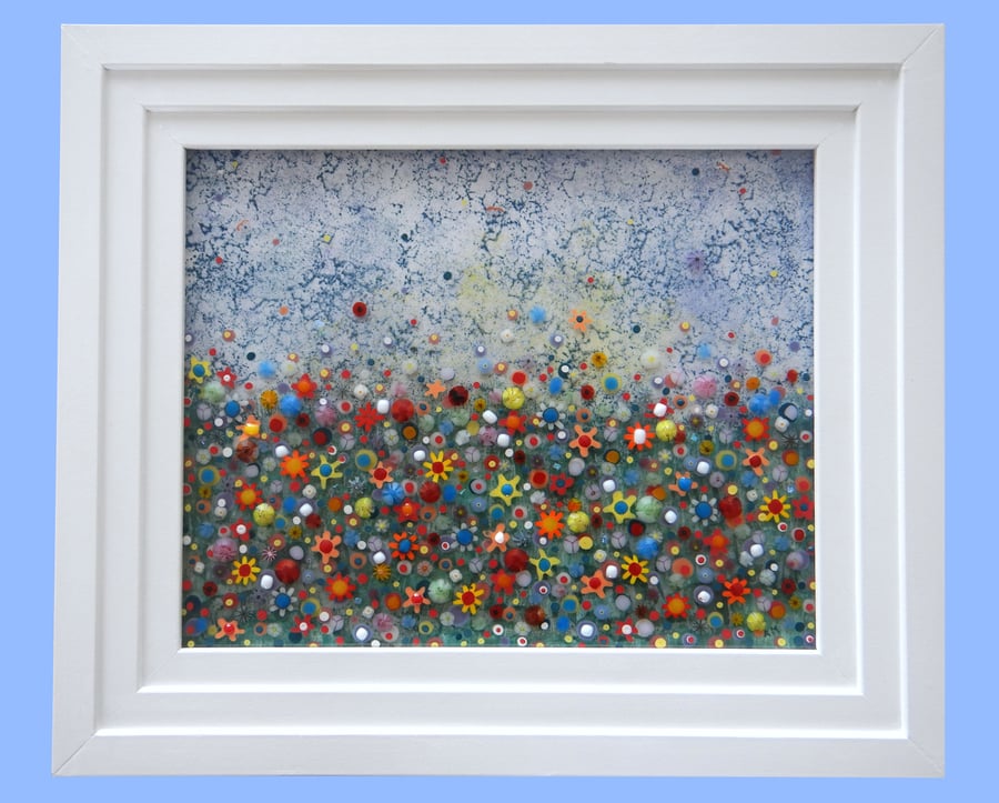 Handmade Fused Glass 'Meadow' Picture