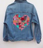 Upcycled denim jacket - patchwork heart (medium) - Image 1