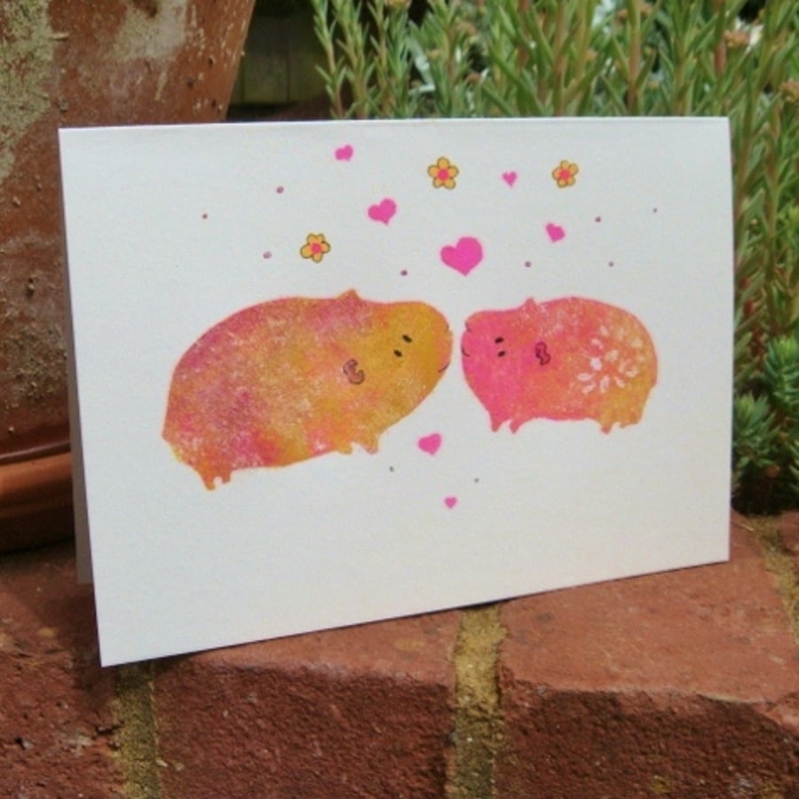 Valentines Card or Wedding Card Guinea Pigs