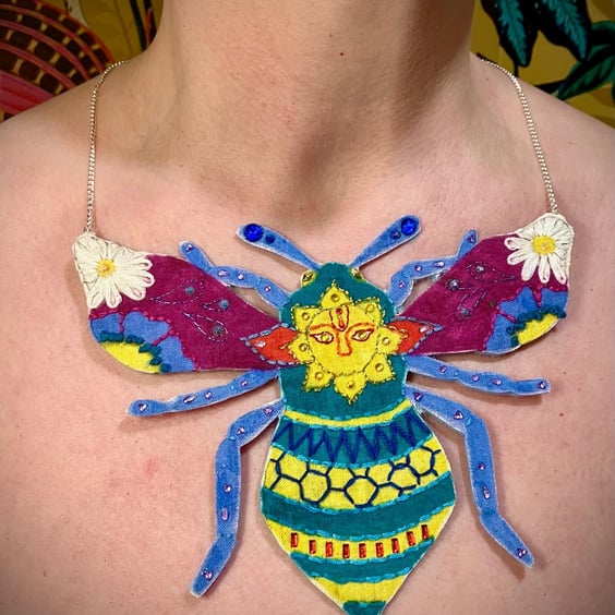 The Dusk Bee - Handmade Textiles Statement Necklace