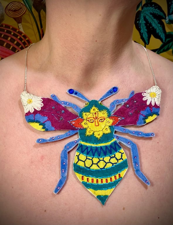 The Dusk Bee - Handmade Textiles Statement Necklace