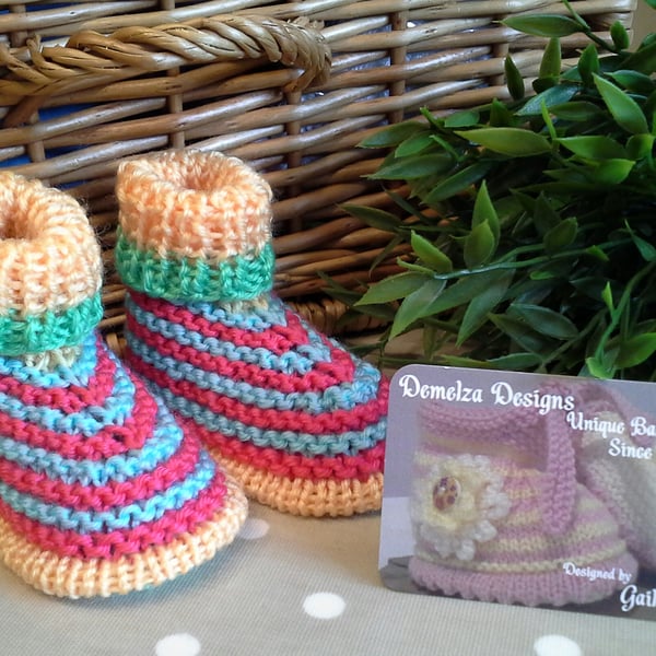 Funky Unisex Baby Booties  3-9 months size