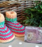 Funky Unisex Baby Hand Knitted Booties  3-6 months size