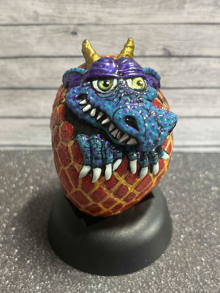 Hand sculpted and painted Baby Dragon Egg stone 