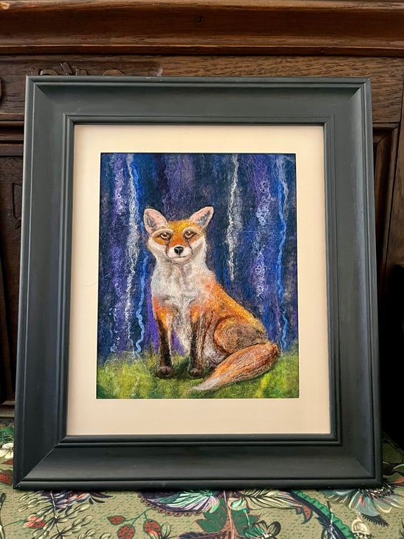 Young Fox hand felted original art work