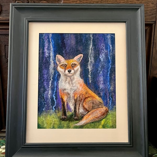 Young Fox hand felted original art work