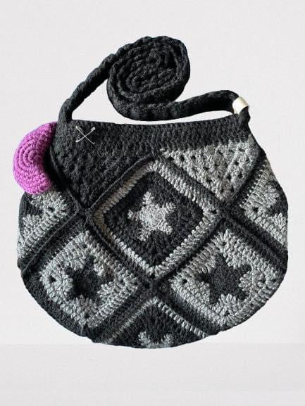 Goth Emo Black and Grey Bag Fully Lined Stars Cross Body Bag