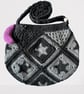 Goth Emo Black and Grey Bag Fully Lined Stars Cross Body Bag