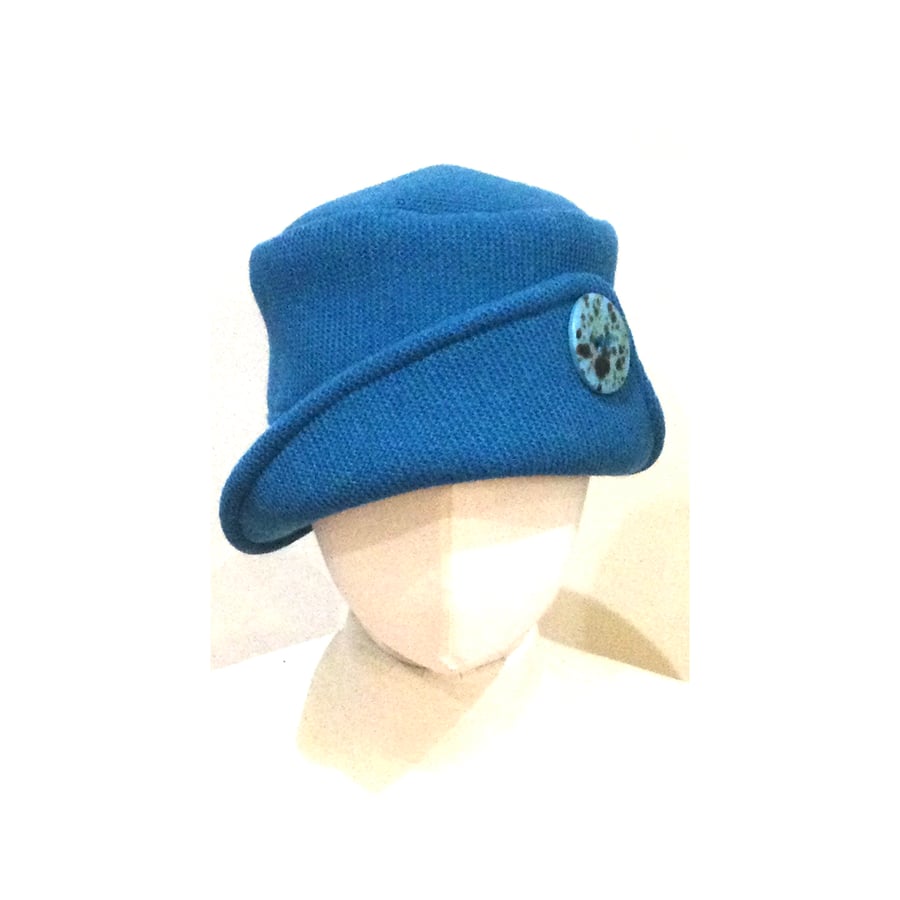 Faye Teal Knit Cloche