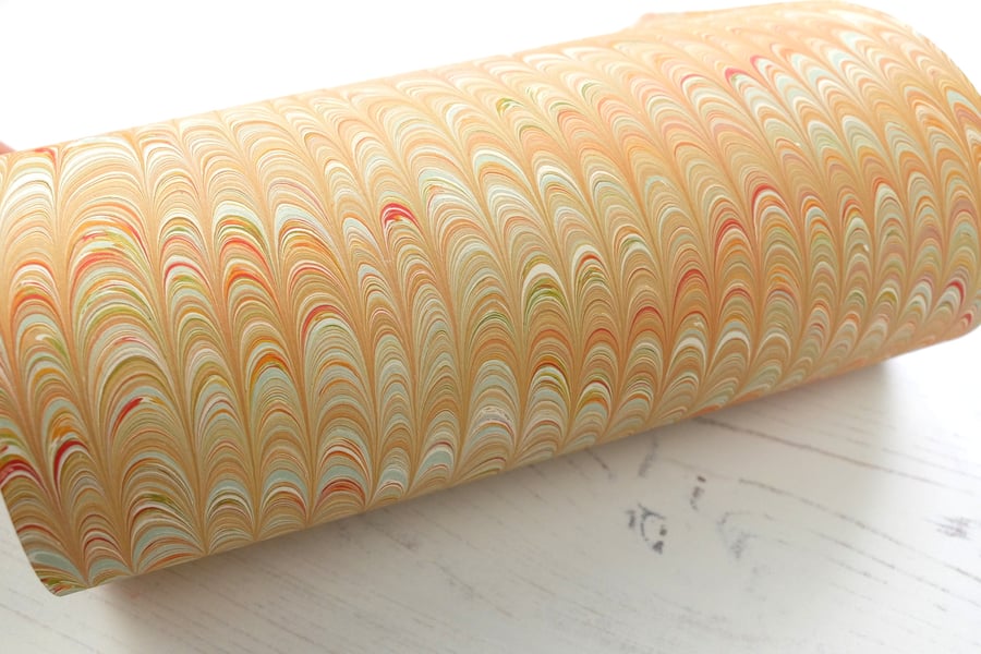 A4 Marbled paper sheet nonpareil pattern in Orla Kiely inspired colours