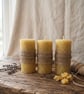 Set of 2 Chunky Beeswax Pillar Candle 10 cm Pure Natural Handmade Candle