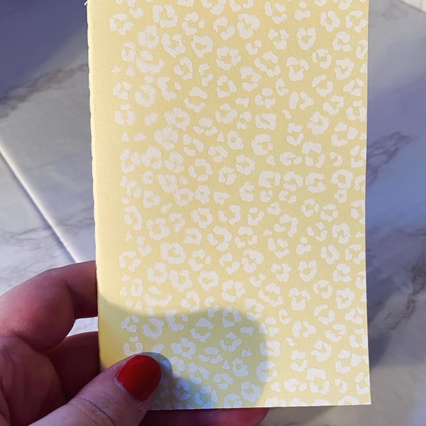 Lemon Yellow A6 Leopard Print Lined Pocket Size Notebook Folksy Seconds