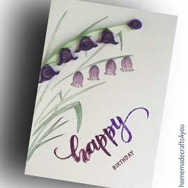 Handmade Coloured Bluebell Card