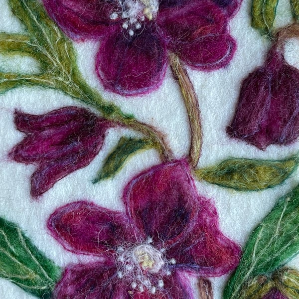 Hand felted Hellebore Textile Artwork 