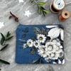 Vintage Sanderson Floral linen coin purse stocking filler soft blue