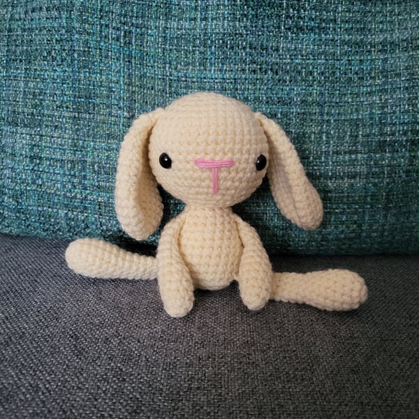 Handmade crochet floppy eared bunny 