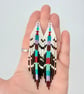 Colourful beadwork feather fringe earrings  - Image 6
