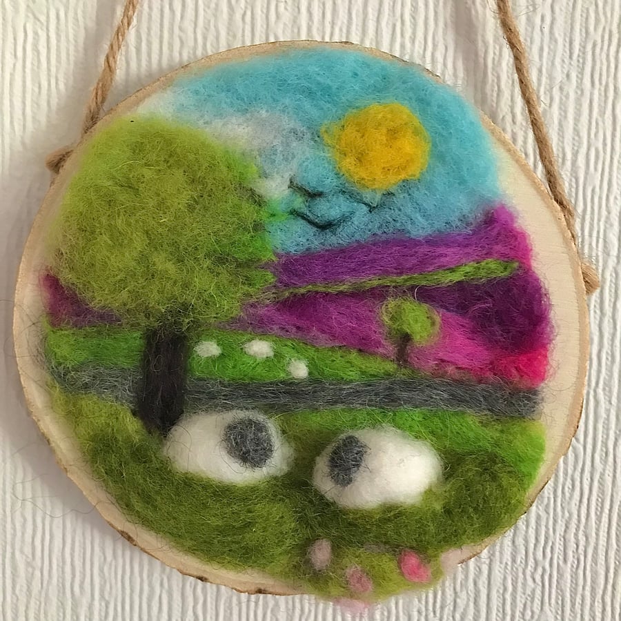 Needle felted landscape countryside picture 