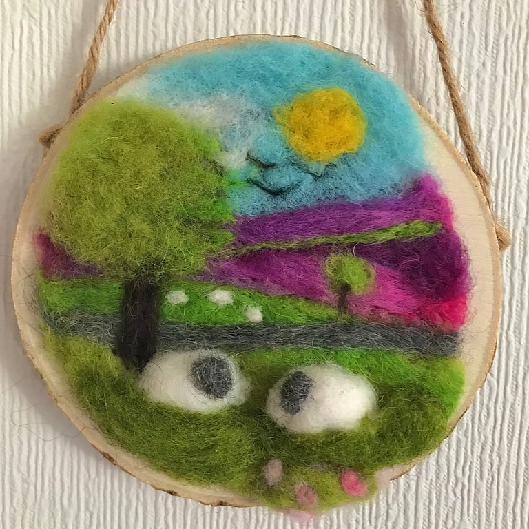 Needle felted landscape countryside picture 