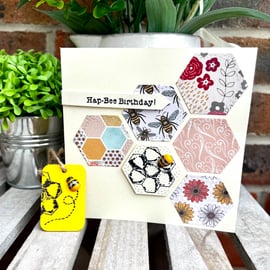 ‘Bee Honeycomb’ Card & Wooden Gift Tag Decoration