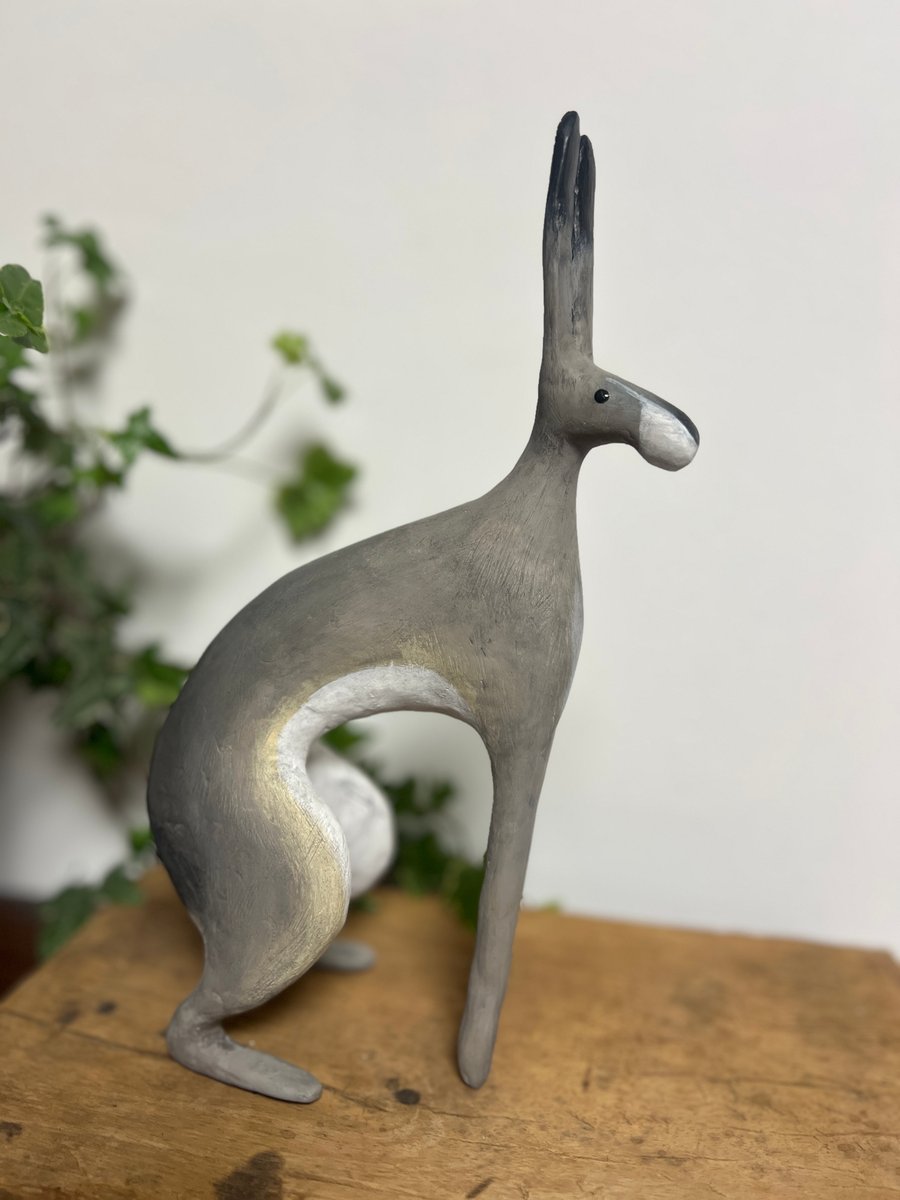 Sitting Hare Sculpture Handmade 28cm