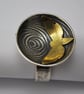 Butterfly moth illusion ring - sterling silver and brass ring - mixed metal ring - Image 3