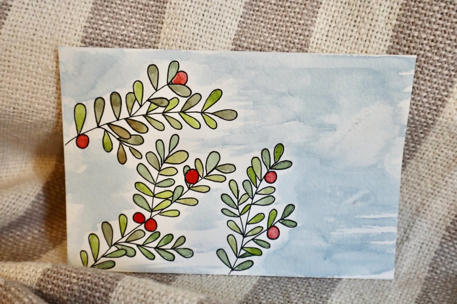 Merry Christmas Holly Postcard