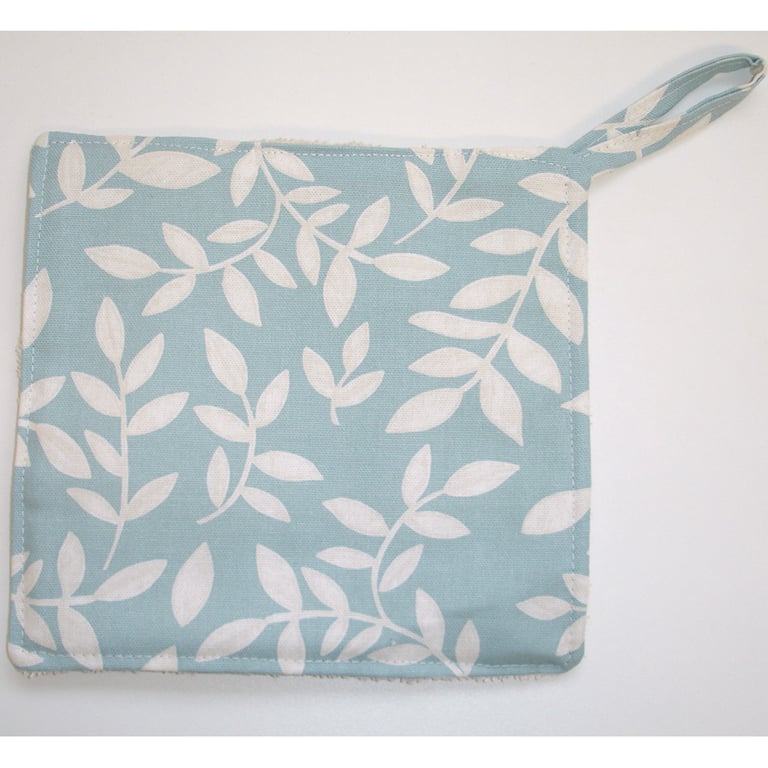 Pot Holder Oven Grab Pad Kitchen Mat Duck Egg Blue Leaves