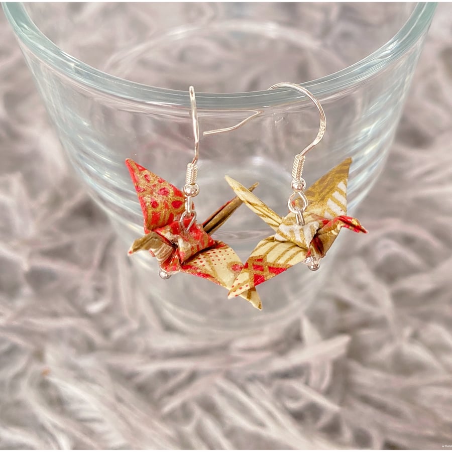Lightweight Earrings, Paper Jewelry, Paper Bird Earrings, Japanese Washi Paper