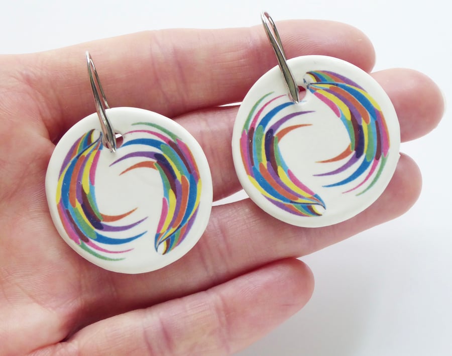 Handmade Wing Design Ceramic Earrings with Silv Folksy