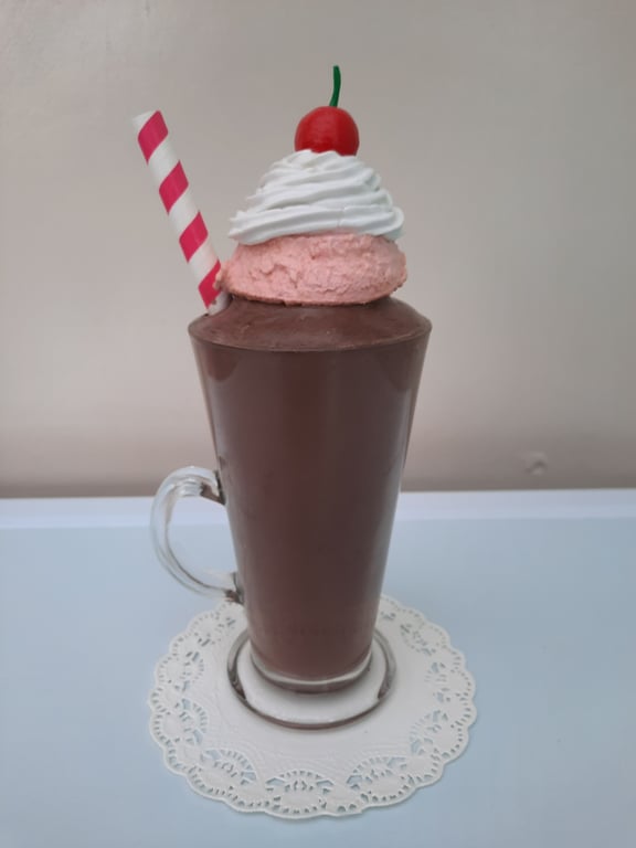 Chocolate and Strawberry Milkshake Ice cream Sundae Fake Dessert Shop Party prop