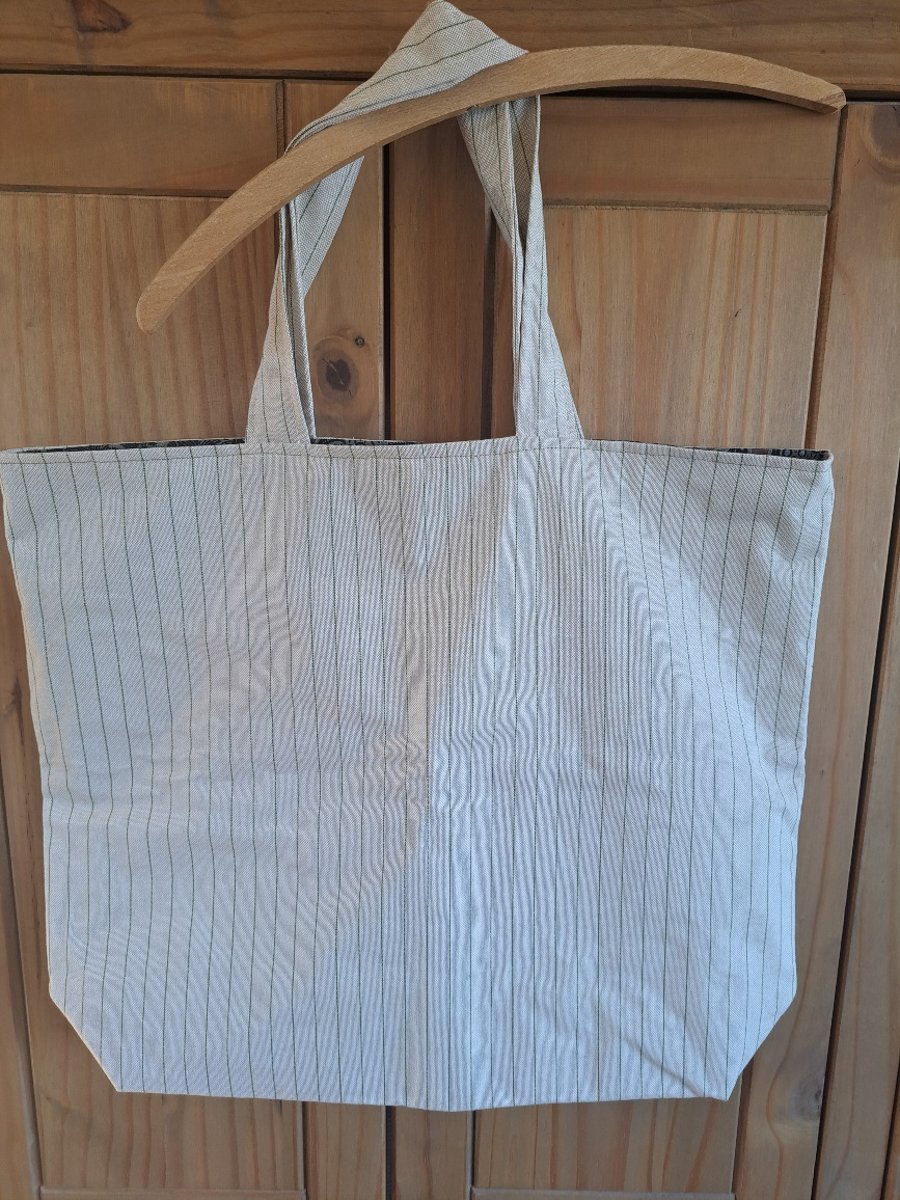 Stripey flat-pack tote bag