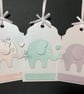 Handmade Baby Gift Tags, Pearl Shimmer Cardstock, Elephant, Giraffe, Bear