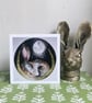 Whimsical Resting Hare Rabbit under Full Moon Watercolour Print - Image 4