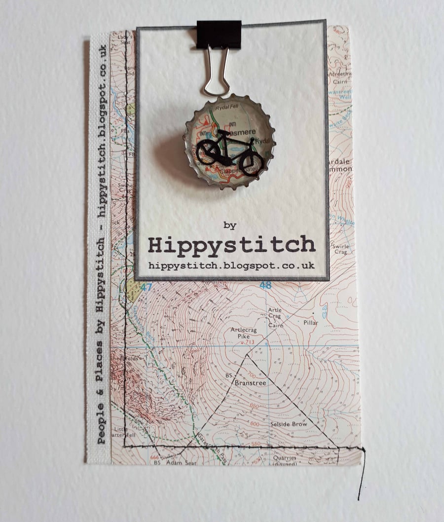 People & Places - Mini Worlds Brooch & Map Pouch - Bicycle in Grasmere