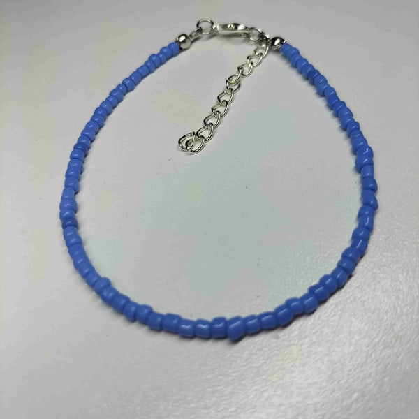 Blue beaded anklet 