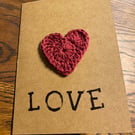Handmade crochet heart A6 “Love” greeting card