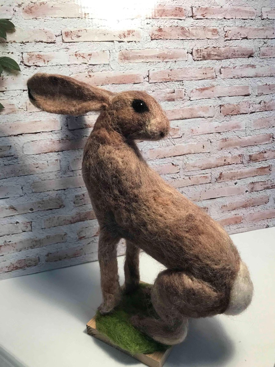 Hare needle felted wool sculpture 