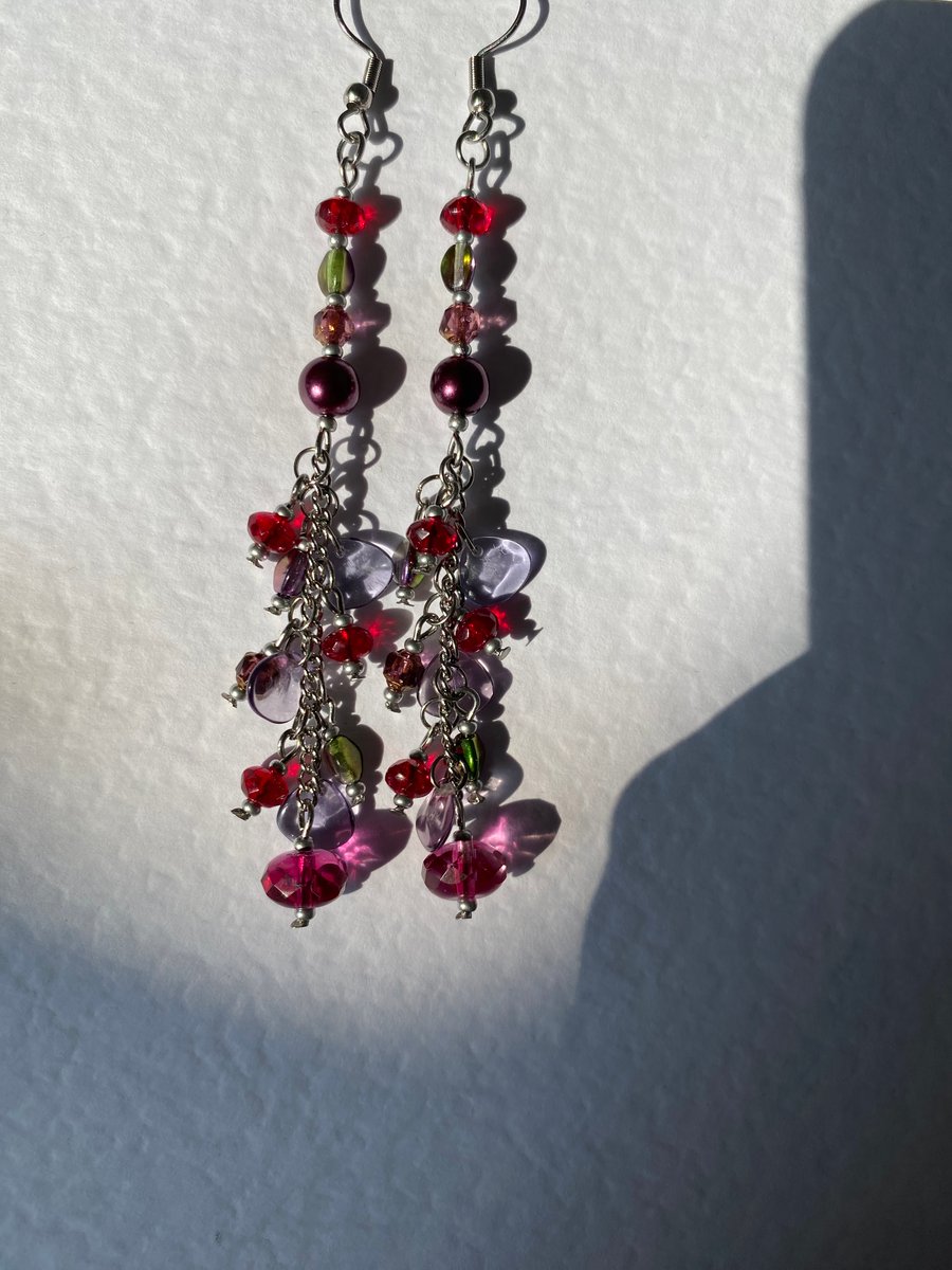 Oona - Magenta & purple earrings 