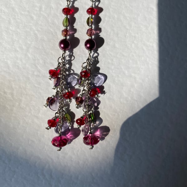 Oona - Magenta & purple earrings 