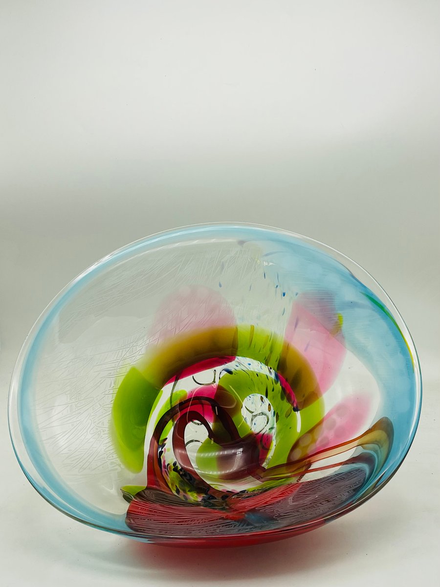 Seaform in Reds, Greens,Ruby and Blue with flecks of Lime and Purple