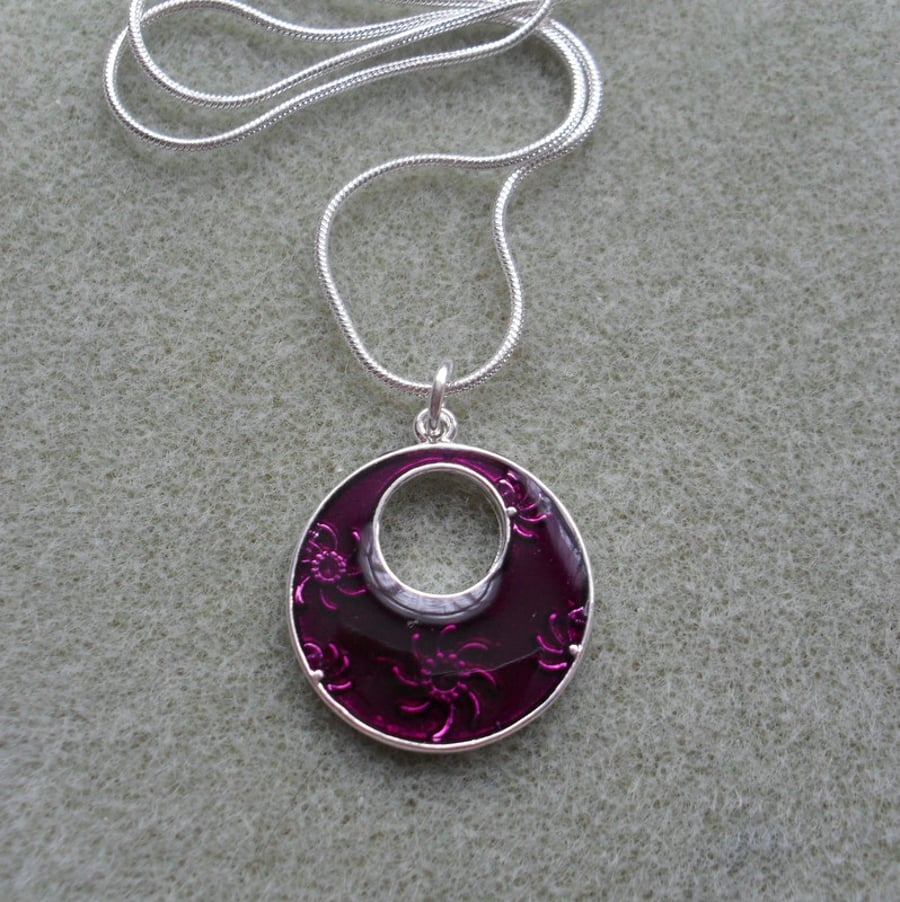  Violet Resin Pendant  Purple Necklace