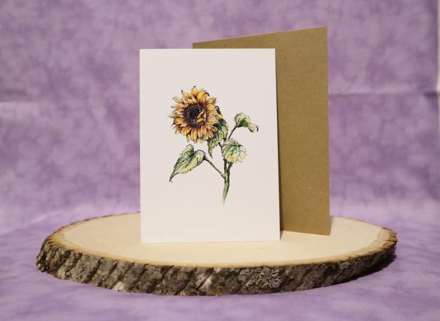GC7  A6 Sunflower any occasion greeting card