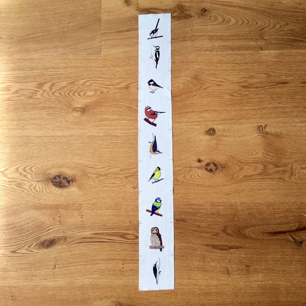 Woodland birds fabric strip