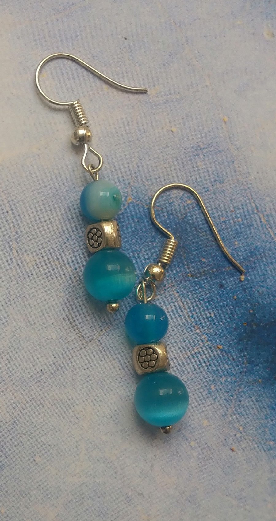 Glass and Tibetan Silver Beaded Earrings