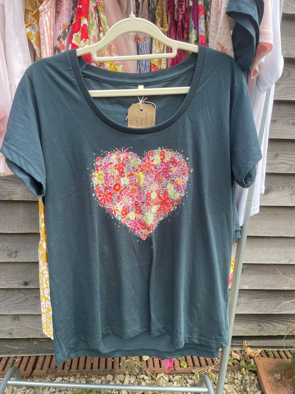 Red floral heart T Shirt 16