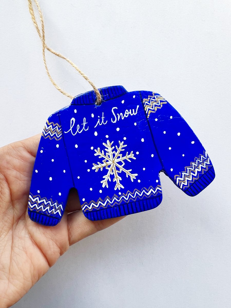 Let it Snow Snowflake Christmas Jumper Ornament