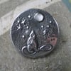 Moongazing Hare Silver Pewter Brooch with Moonstone