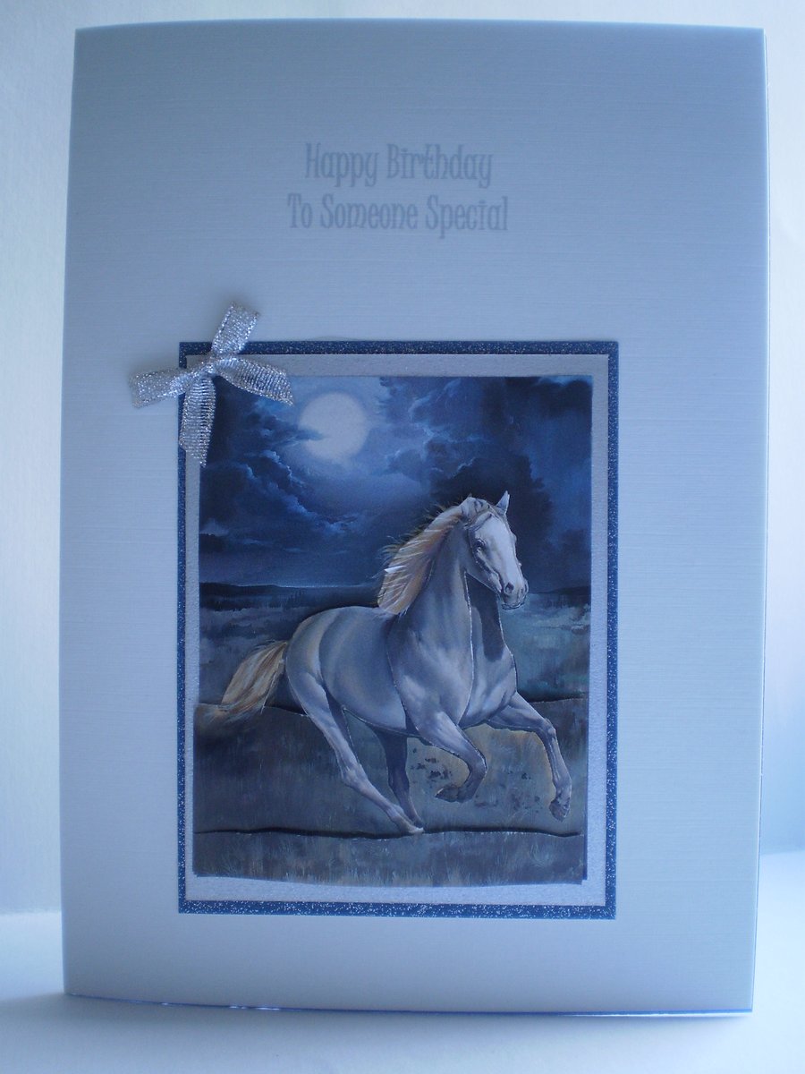 horse decoupage birthday card